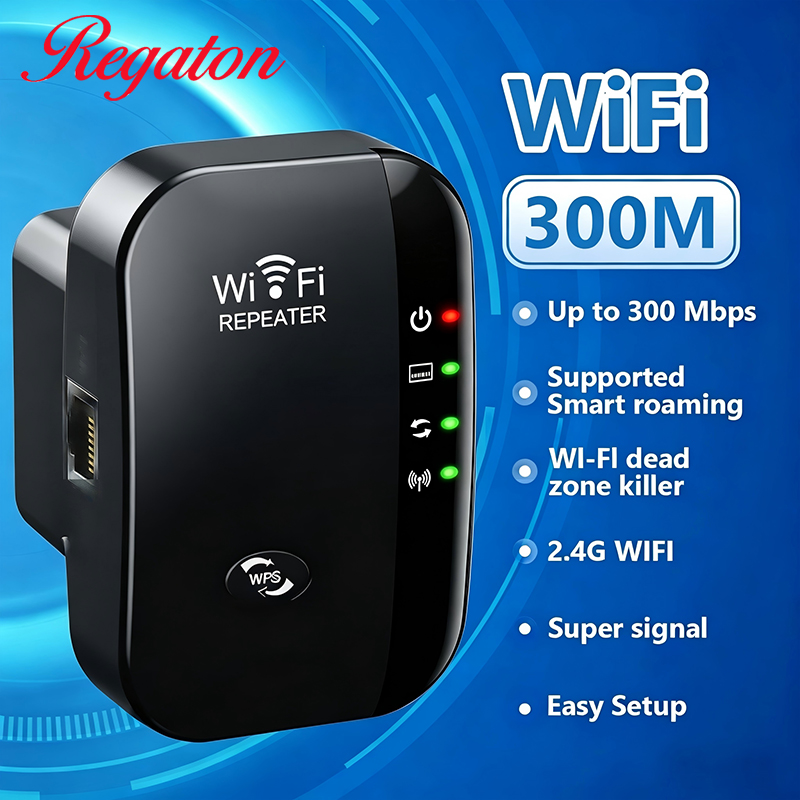 Office Tech - เครื่องขยายสัญญาณไวไฟไร้สาย 300M 2.4GHz, เครื่องขยายสัญญาณรับส่งสัญญาณแรง ติดตั้งง่าย ใช้งานสะดวก