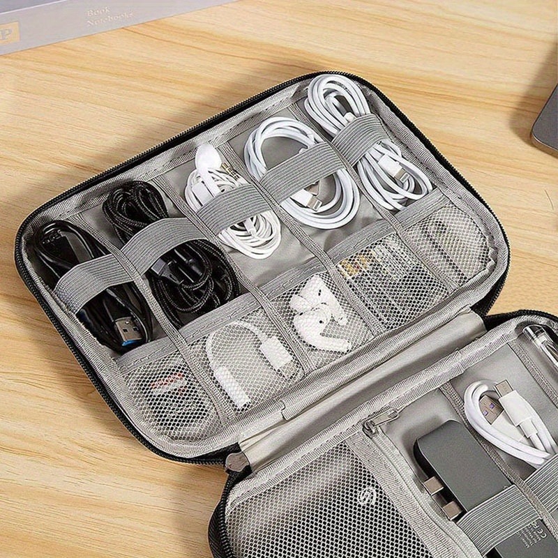 Office Tech Gear - กล่องอุปกรณ์อิเล็กทรอนิกส์แบบหลายช่อง - กระเป๋าจัดเก็บสายเคเบิลสำหรับเดินทาง - กระเป๋าใส่อุปกรณ์เทคโนโลยีแบบพกพาสำหรับสำนักงานและสิ่งของจำเป็นในการเดินทาง