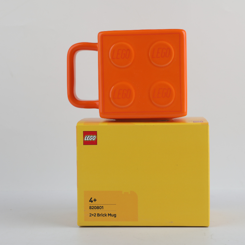 Office Technician - แก้วเซรามิก 320 มล. 2x2 ลายอิฐเลโก้สีแดง รูปทรงบล็อกสร้างสรรค์